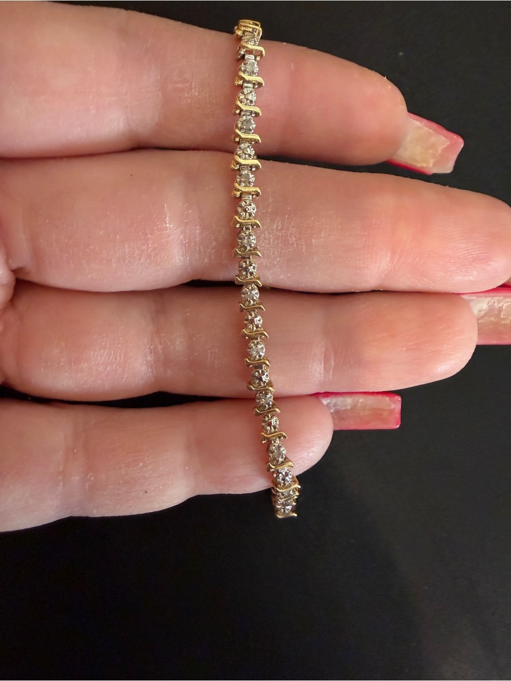 MGM Jewelry Inc 10K Gold Diamond Tennis Bracelet Safety Clasp Delicate Dainty - Picture 6 of 12